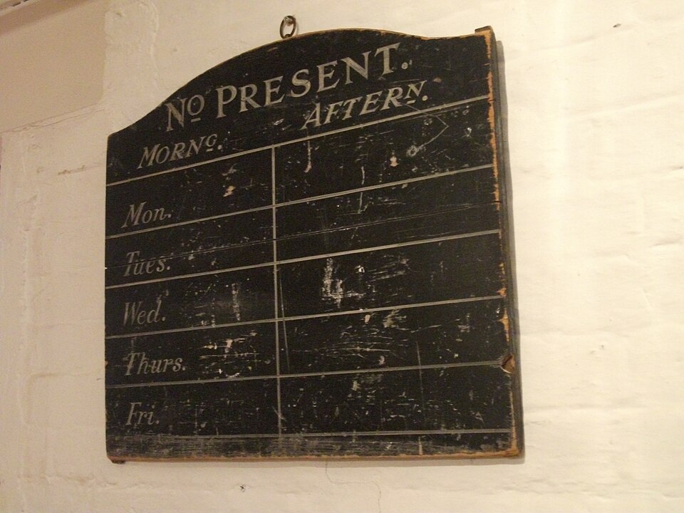 School attendance blackboard